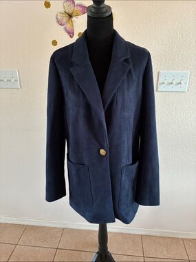 Marc New York Navy Single-Button Blazer with Gold Accent